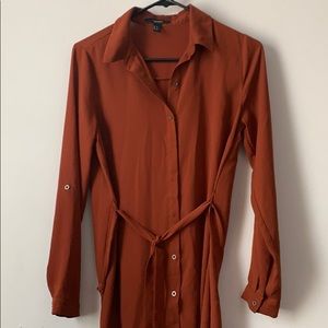 Burnt Orange Forever 21 Tie Dress